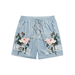 Men's Letter Graphic Track Shorts Drawstring Waist Summer Workout Shorts Small